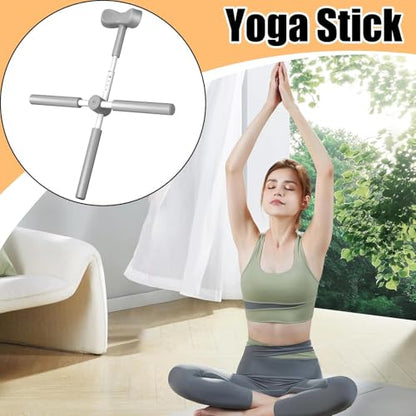 Back Stretcher Stick, Full Frame Mobility Pole, Range Control Using Support Bar, Controlled Movement Conditioning Device, Rehab Pole with T Shape, Training Gear for Sports Studios - color: Gray