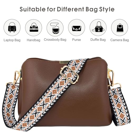 Replacement Purse Strap Shoulder Strap Adjustable Crossbody Strap for Women Crossbody Wide Shoulder Bag - color: Gold Hardware+rhombic Gold