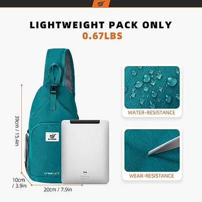 SKYSPER Sling Bag RFID Crossbody Sling Backpack Cross Body Shoulder Bag Travel Hiking Daypack for Women Men(Cyan) - color: Cyan