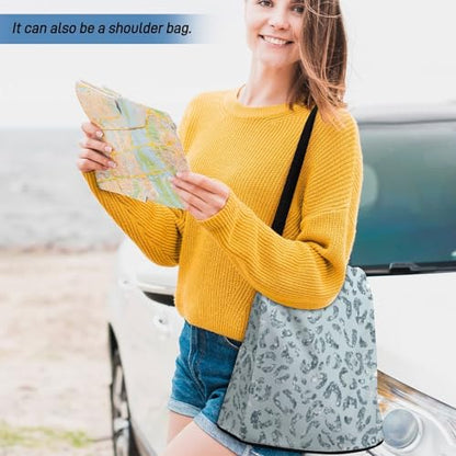 Leopard Print Baby Blue Backpack Purse for Women Anti-Theft Bag Fashion Bags Ladies Shoulder Travel Bag - color: Leopard Print Baby Blue, size: No Custom