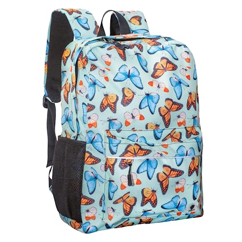 Fenrici Butterfly Backpack for Girls, Teens, Girls' Backpack for School, Kids' Bookbags with Padded Laptop Compartment, Butterfly, Monarch Green, 17 Inch - color: Green Butterfly