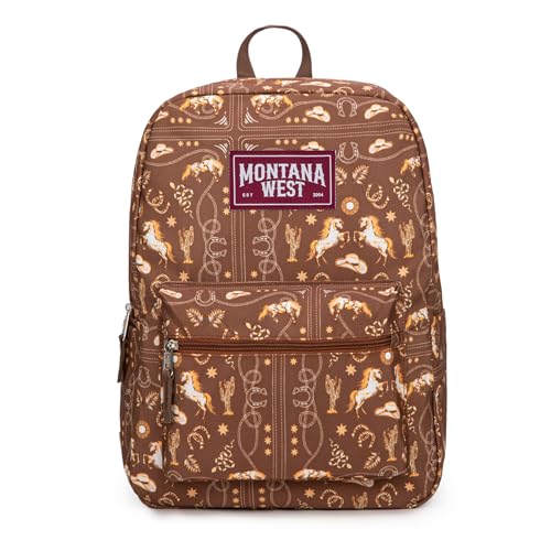 Montana West Backpack for Women Men 2 PCS Lightweight College Bookbags Casual Daypack Backpacks for Commute & Travel - color: Western Coffee
