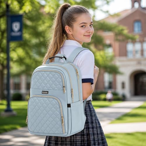 Backpack Women, Stylish Ladies Backpack Laptop Daypack for College, Travel | Large Backpack, Water Resistant - color: Light Blue, size: 15.6 Inch