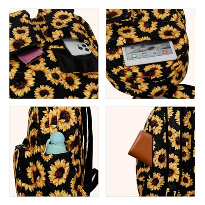Women's Water-resistant Daypack Backpack, 15.6 Inch Laptop Compartment & Anti-Theft Pocket, Adjustable Padded Straps for Commuting, Travel, Work, College, Sunflower - color: Sunflower
