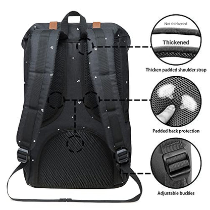 KAUKKO Laptop Outdoor Backpack Traveling Daypack Hiking Rucksack Large Capacity Bag Fits 15.6"(5-12-BLACK) - color: P12-black