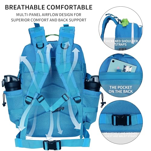 Military Tactical Backpack 45L/25L 3 Day Assault Pack Molle Daypack Hiking Backpack for Men and Women (Blue-Yellow, 45L) - color: Blue-yellow, size: 45L