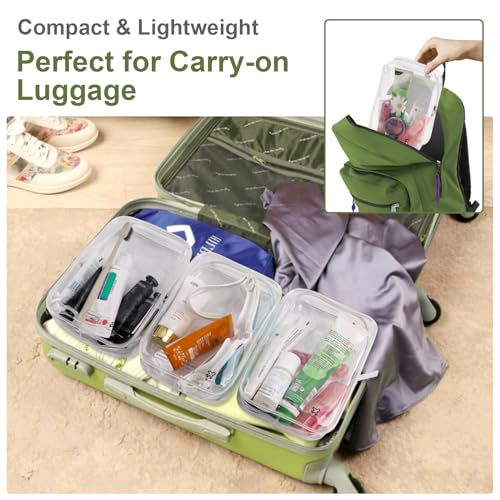 3 Packing Cubes 1 Quart Size Travel Bag TSA Approved Toiletry Bag Clear Small Purse Pouch International Long Flight Must Haves for Toiletries Makeup Liquids Airplane Europe Vacation Essentials