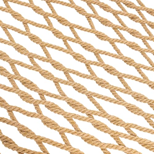 Lazy Daze Hammocks Double Rope Hammock, 2 Person Traditional Outdoor Hand Woven Cotton Rope Hammock with Spreader Bar, Carabiners, Tree Straps, Chains for Patio Yard - Max 450 Lbs, Tan - color: Tan