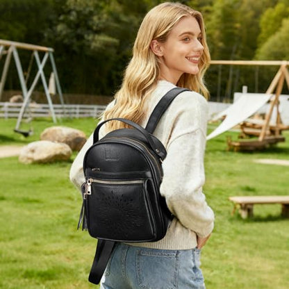 APHISON Small Backpack Purse for Women Cute PU Leather Mini Backpacks Ladies Casual Lightweight Travel Daypack Waterproof - color: 6-black, size: Small