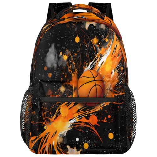 Kids School Backpack Abstract Art Painting Basketball Large Bookbag for Elementary Students Boys Girls Lightweight Travel Casual Daypack Water Resistant Outdoor Hiking Sport Rucksack - color: Abstract Art Painting Basketball