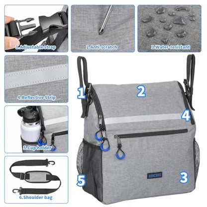 ZHCHG Wheelchair Bags, Wheelchair Backpack with Cup Holder, Wheelchair Bags to Hang on Back, Electric Wheel Chair Accessories, Large Storage Bag for Walker Rollator- Gray - style: Gray