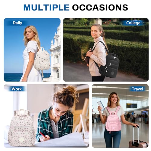 Sisipoet Mini Backpack for Women, 2pcs Small Backpack for Ladies Bookbag Purse for Women with Handy Wallet and Luggage Strap, Pink - color: Pink