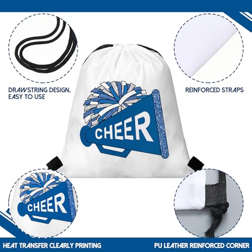 Kacctyen 24 Pcs Cheer Drawstring Backpack Cheer Team Gift Cheerleader Drawstring Gym String Bag Sports Party Favor(Blue) - color: Blue