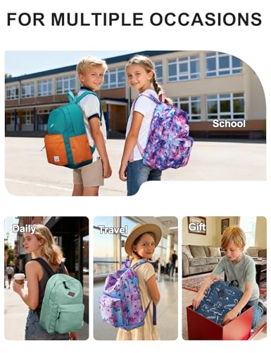 VASCHY Backpack for School, Lightweight Water Resistant Bookbag Casual Daypack for Middle School Teen Girls Pink Galaxy - color: Pink Galaxy