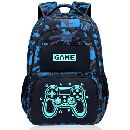 Glow in The Dark Backpack for Boys - Game Boys Backpack for Kids Children Teens Elementary Middle School - 17″ Gamer Bookbag Travel Back Pack for Age 6-18 - color: Game002-backpack Only