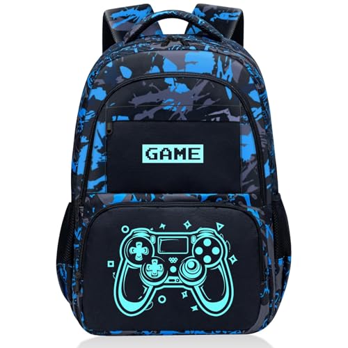 Glow in The Dark Backpack for Boys - Game Boys Backpack for Kids Children Teens Elementary Middle School - 17″ Gamer Bookbag Travel Back Pack for Age 6-18 - color: Game002-backpack Only