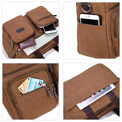 ToLFE Women Top Handle Satchel Handbags Shoulder Bag Messenger Tote Bag Purse Crossbody Bag Travel Work Tote Bag - color: New-brown, size: Double handles with 9.1" drop