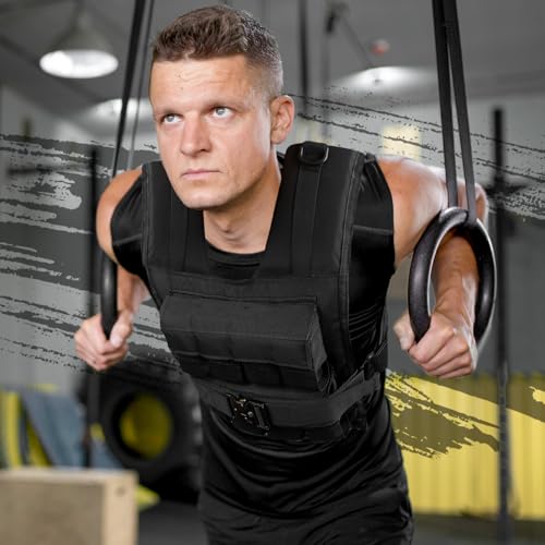 Weighted Vest Men 26lbs | 35lbs | 45lbs, Weighted Workout Vest With Removable Iron Weights, Weight Vest for Men and Women, Heavy Duty Weighted Exercise Vest for Strength Training Running Walking - size: 35lbs