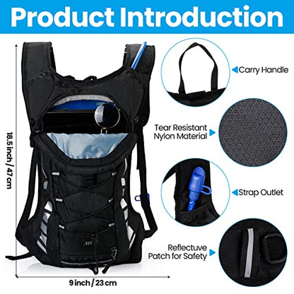 2 Set Hydration Backpack with 2L Water Bladder, Hydration Pack with Hydration Bladder Hiking Running Cycling Biking Water Backpack Pack for Men and Women