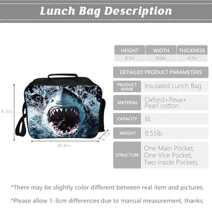 Shark Backpack Ocean Kids Bookbag 16inch Schoolbag With Lunch Box Bag And Pencil Case Set For Boys Girls - color: Shark