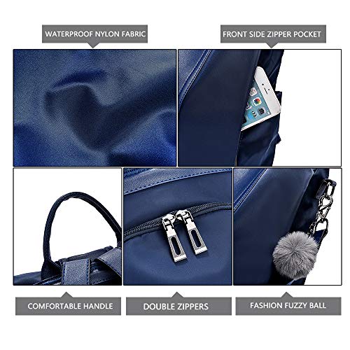 PINCNEL Women Backpack Purse Waterproof Nylon Anti-theft Rucksack Lightweight Shoulder Bag - color: Blue, size: Medium