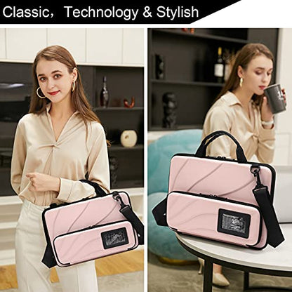 Laptop Case Hard Shell Laptop Bag for Men Women with Shoulder Strap - color: Pink, size: 14.1-15.6 inch laptop case