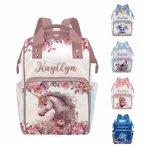 MyPupSocks Personalized Animal Elepahnt Butterfly Diaper Bag Backpack with Custom Name - Lovably Yours, Daughter Granddaughter Girls - color: Style 4