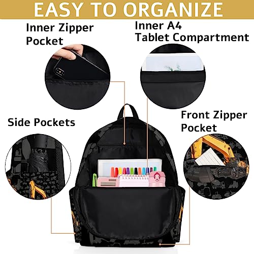 Excavator Truck Kids Backpack for Boys Girls Cool Car Preschool Toddler Backpack Kindergarten Nursery Bookbag Travel Children Lightweight School Bag - color: Excavator