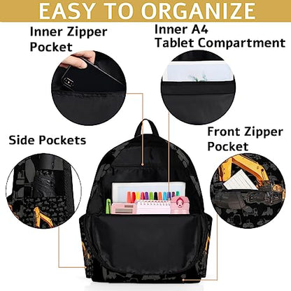 Excavator Truck Kids Backpack for Boys Girls Cool Car Preschool Toddler Backpack Kindergarten Nursery Bookbag Travel Children Lightweight School Bag - color: Excavator