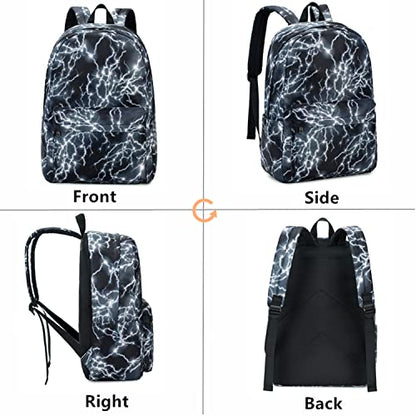 mezhsa Boy School Backpack Elementary Middle Lightning Bookbag Laptop Teenager Waterproof Lightweight Black - color: 2-black