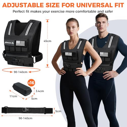 BAGAIL Weighted Vest Men, 20lb/30lb/40lb Adjustable Weight Vest for Woman with Removable Iron Weights, Women’s Rucking Vest for Walking, Workout, Running, Strength Training - size: 40 lb