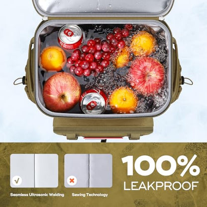 Maelstrom 35/50 Can Insulated Backpack Cooler, Leakproof Soft Lunch Ice Bag - color: Khaki, size: 35 Can