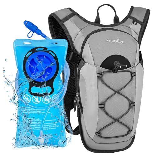 Zavothy Hydration Backpack with 2L Hydration Bladder Water Backpack for Hiking Hydration Pack for Running Cycling Hiking - color: New Gray
