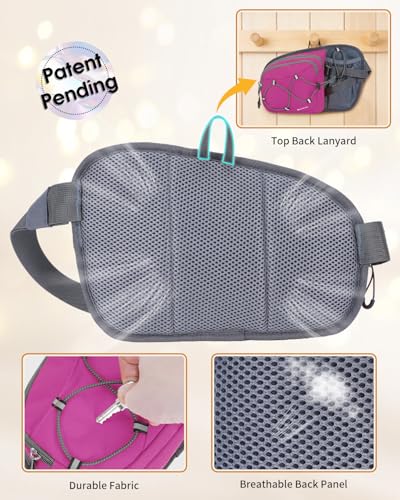 sportsnew Hydration Waist Pack with Water Bottle Holder, 2L Large Fanny Pack for Running Hiking Dog Walking, Water-Resistant Crossbody Waist Bag for Men Women, Patent Pending - style: Deep Pink