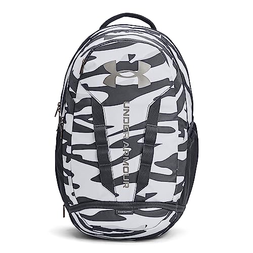 Under Armour Unisex Hustle 5.0 Backpack - color: (019) Pitch Gray / / Metallic Champagne Gold