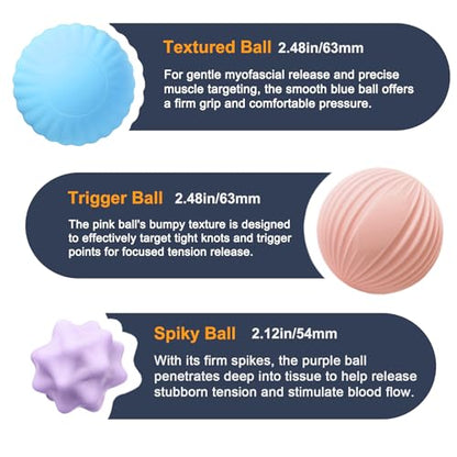 Silicone Massage Ball Set for Myofascial Release, Trigger Point & Deep Tissue Therapy - Lacrosse Massage Balls for Muscle Knots, Plantar Fasciitis and Muscle Soreness Relief (3 Pack) - style: Silicone Massage Ball Set for yoga