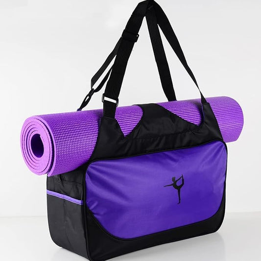 Large Capacity Yoga Mat Backpack - Water-Resistant Yoga & Gym Bag, Pink Travel Bag for Women & Men - color: Purple