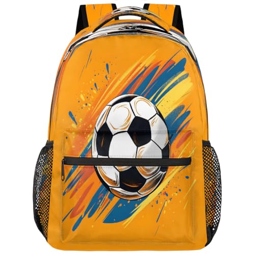 Large Backpack with 15.6 Inch Laptop Compartment, Colorful Soccer Adult Backpack for Work, Travel & School College Boys Girls - color: Colorful Soccer