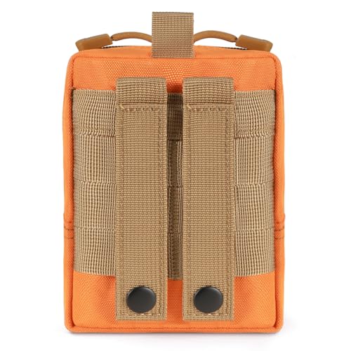 FRTKK 2 Pack Molle Pouches - Tactical Compact Water-Resistant EDC Pouch Bag Small Utility Pouch - color: 2 Pack-Orange
