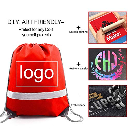 BeeGreen Drawstring Backpack Bags 20,30,50 Packs Reflective String Bags for Gym Sport Trip Cinch Sack DIY for Women Men - color: Red Flective