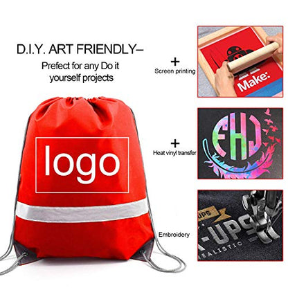 BeeGreen Drawstring Backpack Bags 20,30,50 Packs Reflective String Bags for Gym Sport Trip Cinch Sack DIY for Women Men - color: Red Flective