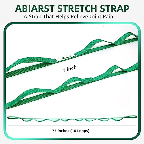 Abiarst Stretching Strap Yoga Straps for Physical Therapy, 10 Loops Non-Elastic Stretch Band for Pilates, Flexibility, Exercise and Gymnastics - color: Blue