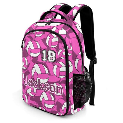 Pink Volleyball Pattern Casual Backpack Daypack Laptop Bag Custom Shoulders Backpacks for Man Woman Gifts - color: Pink Volleyball Pattern