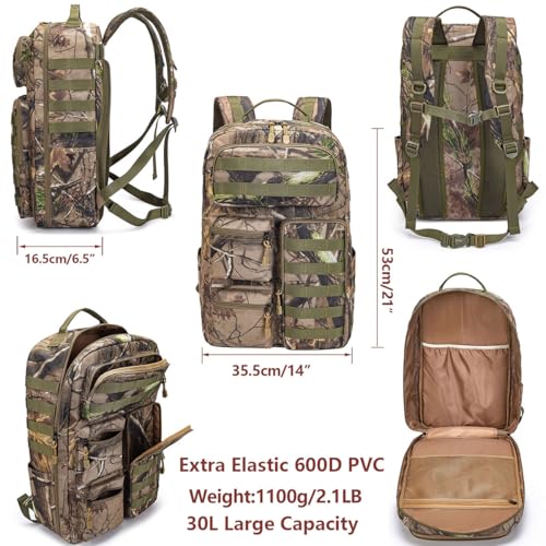 Tactical Camo Backpack for Men Women Waterproof Durable MOLLE Backpack Camping Hunting Emergency Preparedness - color: Camouflage