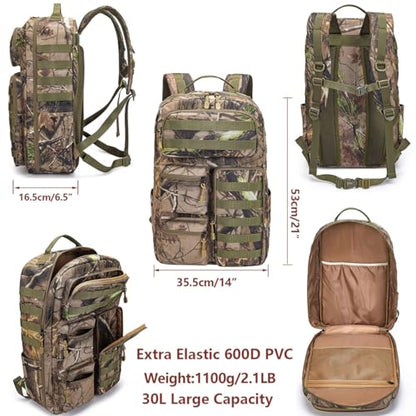 Tactical Camo Backpack for Men Women Waterproof Durable MOLLE Backpack Camping Hunting Emergency Preparedness - color: Camouflage