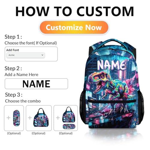 Boys Backpack, Personalized Dinosaur Backpacks, Boys Gift, Cool Dinosaur Bookbags for Kids 6-8, Bookbag for School Travel Camping - color: Color-2