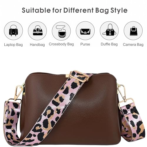 Replacement Purse Strap Shoulder Strap Adjustable Crossbody Strap for Women Crossbody Wide Shoulder Bag - color: Gold Hardware+bw-pink