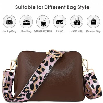 Replacement Purse Strap Shoulder Strap Adjustable Crossbody Strap for Women Crossbody Wide Shoulder Bag - color: Gold Hardware+bw-pink