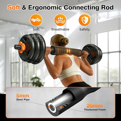 Adjustable Dumbbell Set, 33/44/66/88lbs Free Weights Set with Connector, 5 in 1 Weights Dumbbells Set Used as Barbell, Kettlebells, Push up Stand, Weight Plate, Exercise & Fitness Equipment for Home Gym Workout - color: 44LB (22LB-Pair)