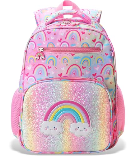 RHCPFOVR Kids Backpack for Girls - Girls Backpack 3-8 Ages Rainbow for Kids 15 Inch School Bookbag for Kindergarten Elementary School Bookbag for Girl 1st 2nd Grade - style: Rainbow